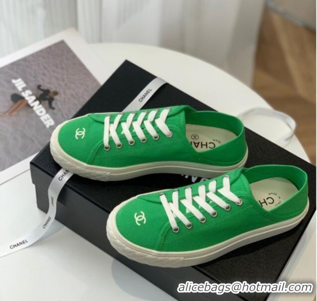 Best Product Chanel Canvas Sneakers Green 020789