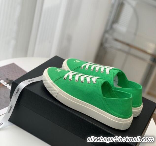 Best Product Chanel Canvas Sneakers Green 020789