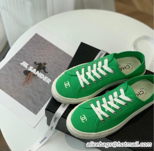 Best Product Chanel Canvas Sneakers Green 020789