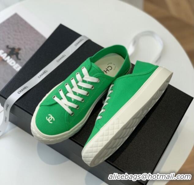 Best Product Chanel Canvas Sneakers Green 020789