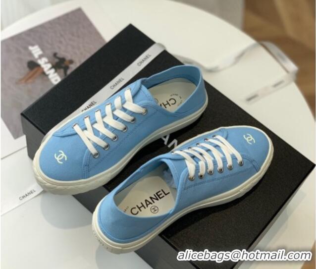 Unique Style Chanel Canvas Sneakers Blue 020790