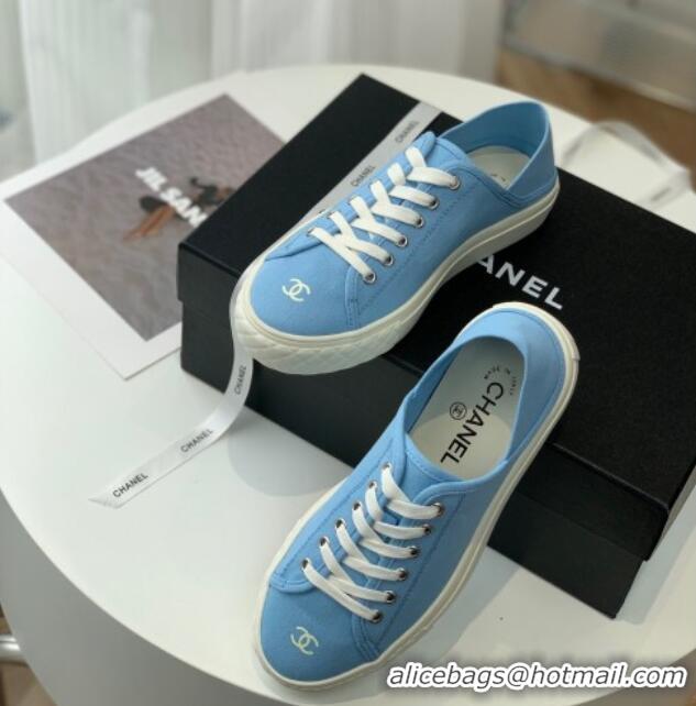 Unique Style Chanel Canvas Sneakers Blue 020790