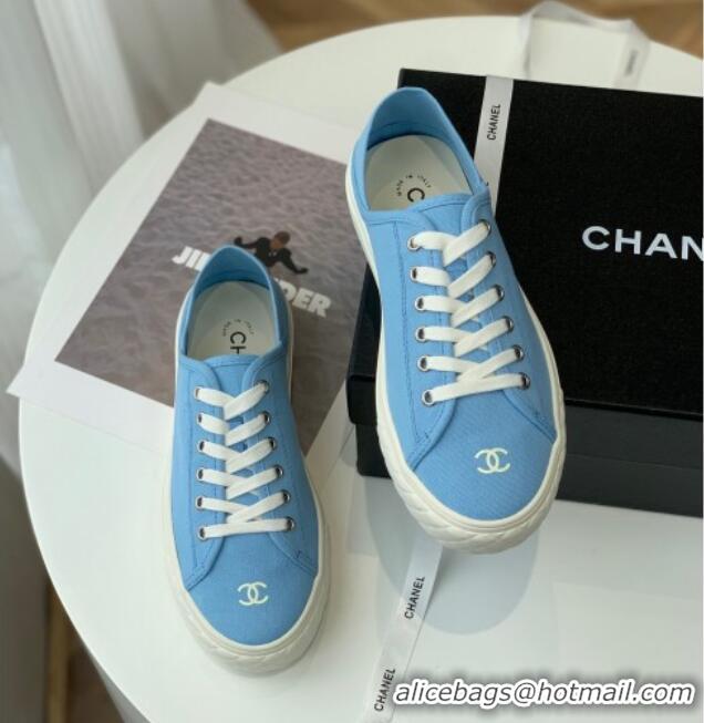 Unique Style Chanel Canvas Sneakers Blue 020790