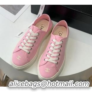 Sophisticated Chanel Canvas Sneakers Pink 020791