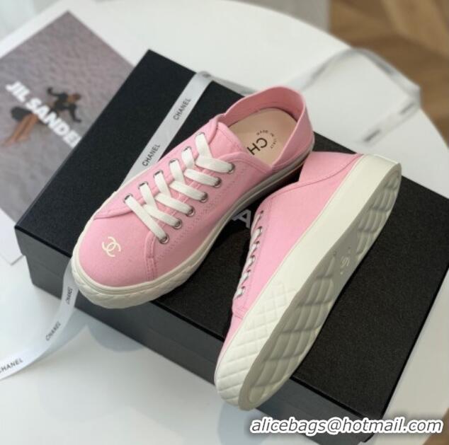 Sophisticated Chanel Canvas Sneakers Pink 020791