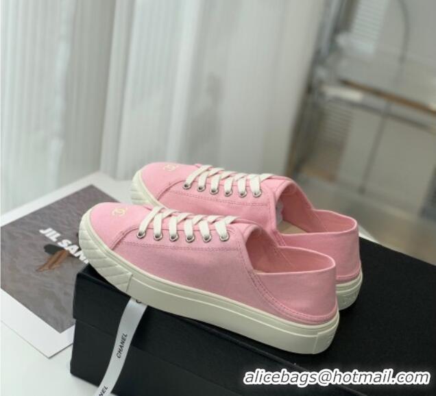 Sophisticated Chanel Canvas Sneakers Pink 020791