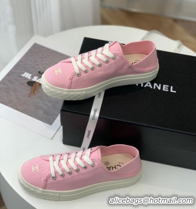 Sophisticated Chanel Canvas Sneakers Pink 020791