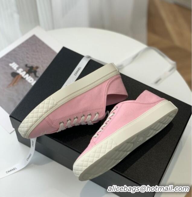 Sophisticated Chanel Canvas Sneakers Pink 020791