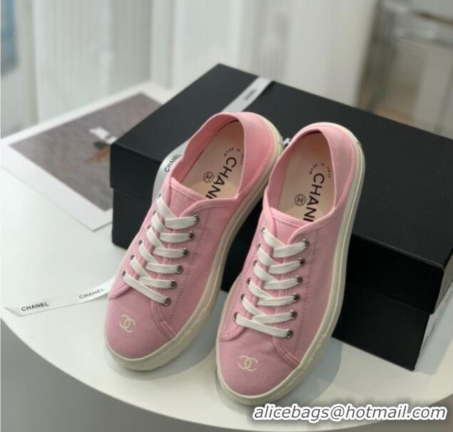 Sophisticated Chanel Canvas Sneakers Pink 020791