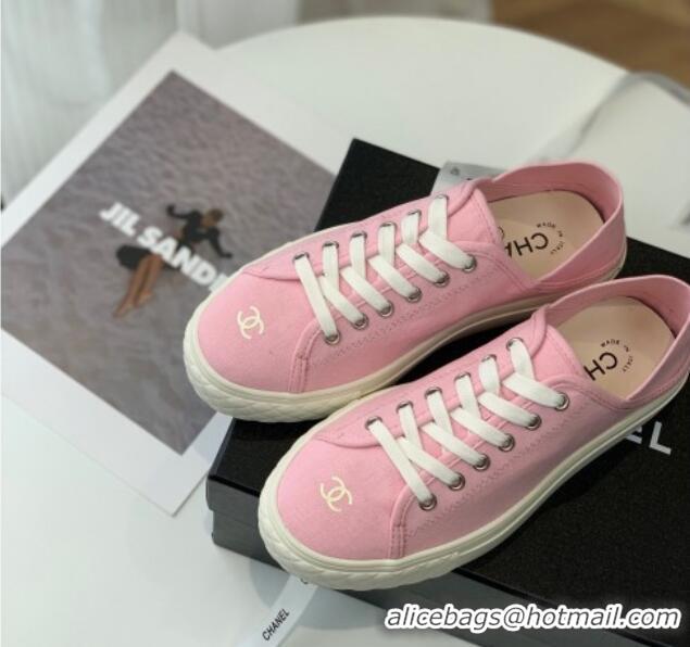 Sophisticated Chanel Canvas Sneakers Pink 020791