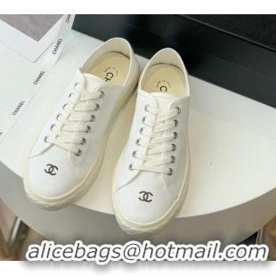 Classic Hot Chanel Canvas Sneakers White 020792