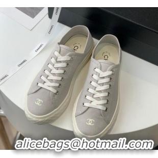 Grade Quality Chanel Canvas Sneakers Grey 020793