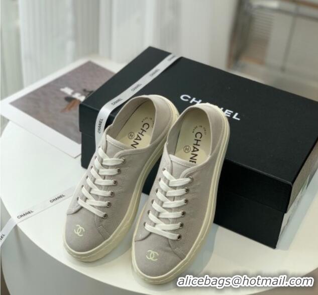 Grade Quality Chanel Canvas Sneakers Grey 020793