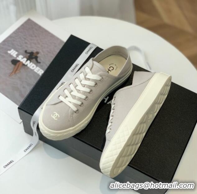 Grade Quality Chanel Canvas Sneakers Grey 020793