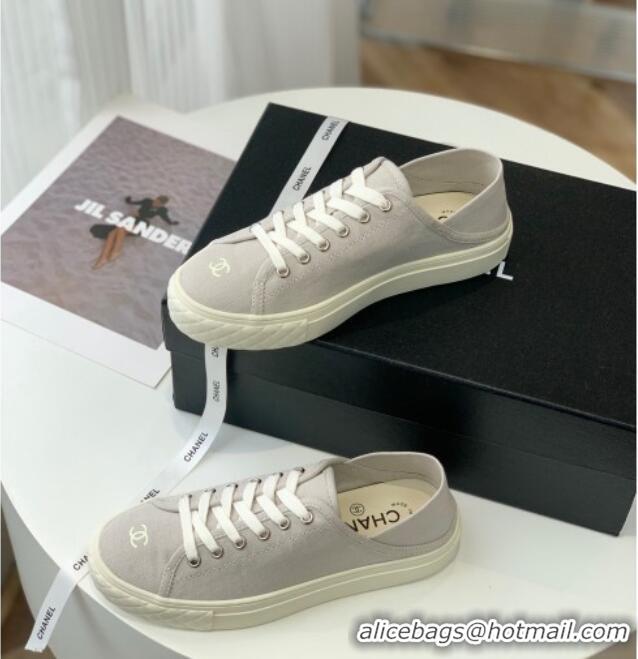 Grade Quality Chanel Canvas Sneakers Grey 020793