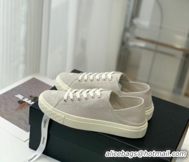 Grade Quality Chanel Canvas Sneakers Grey 020793