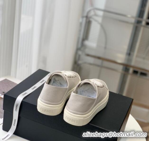 Grade Quality Chanel Canvas Sneakers Grey 020793