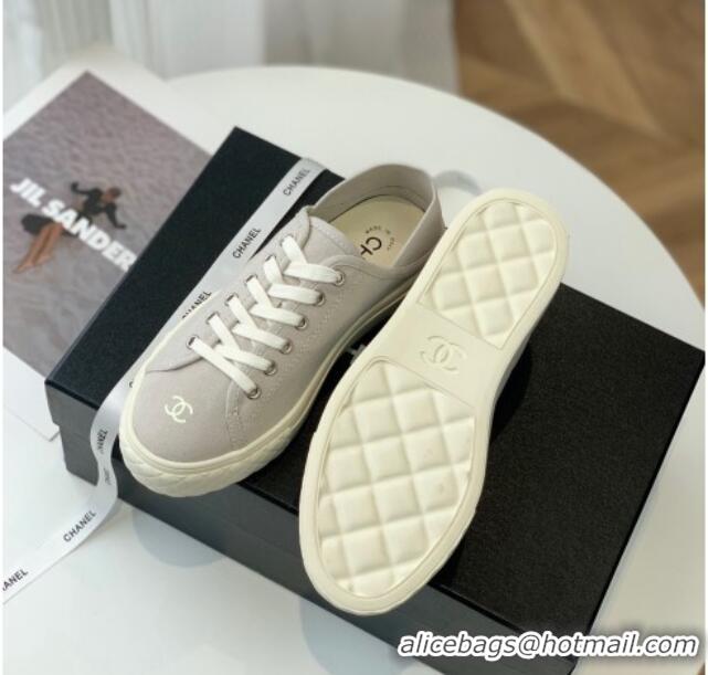 Grade Quality Chanel Canvas Sneakers Grey 020793