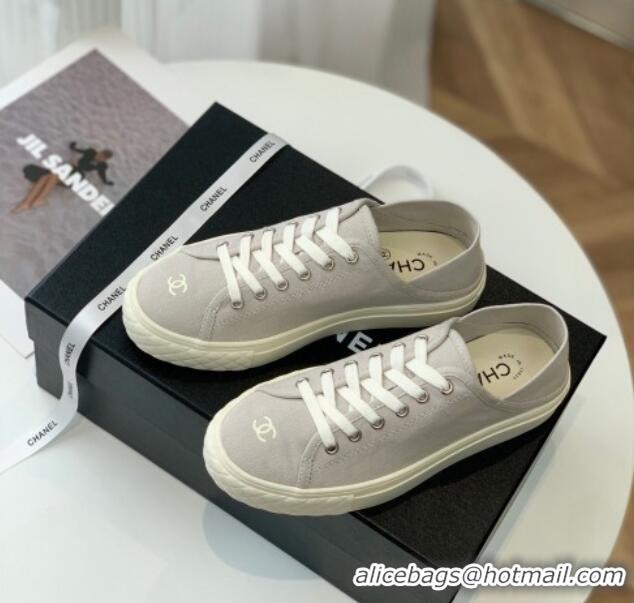 Grade Quality Chanel Canvas Sneakers Grey 020793