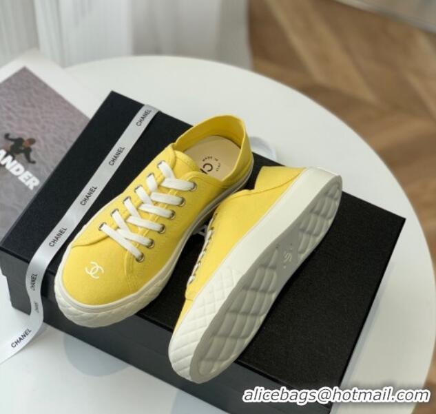 Pretty Style Chanel Canvas Sneakers Yellow 020794