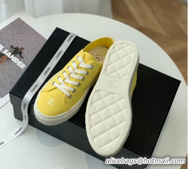 Pretty Style Chanel Canvas Sneakers Yellow 020794