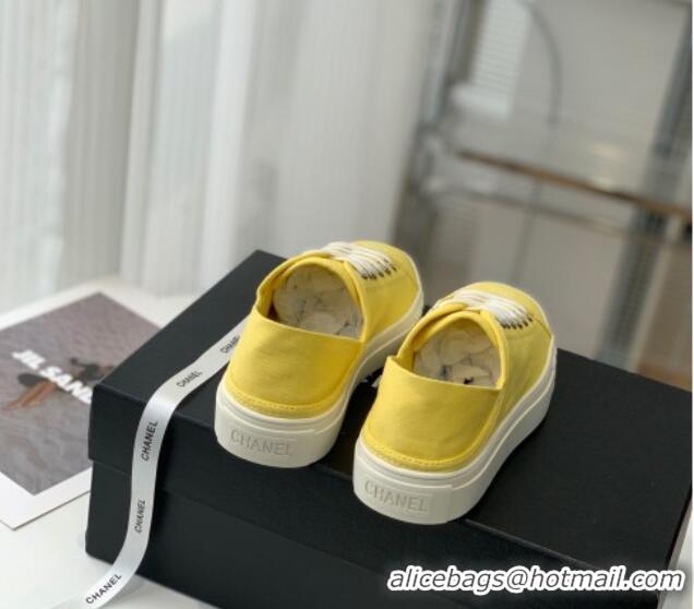 Pretty Style Chanel Canvas Sneakers Yellow 020794