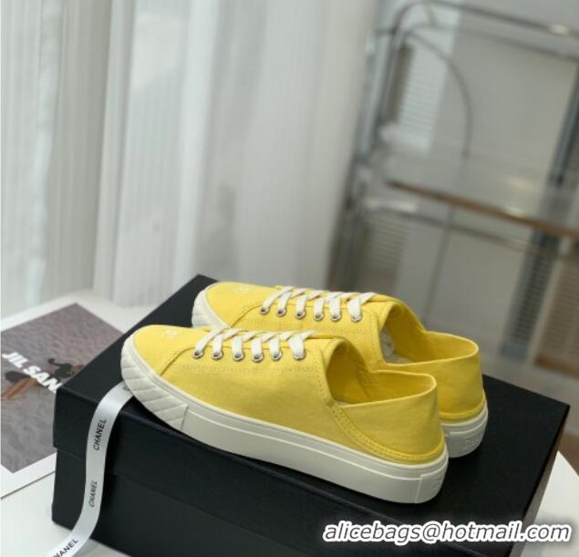 Pretty Style Chanel Canvas Sneakers Yellow 020794