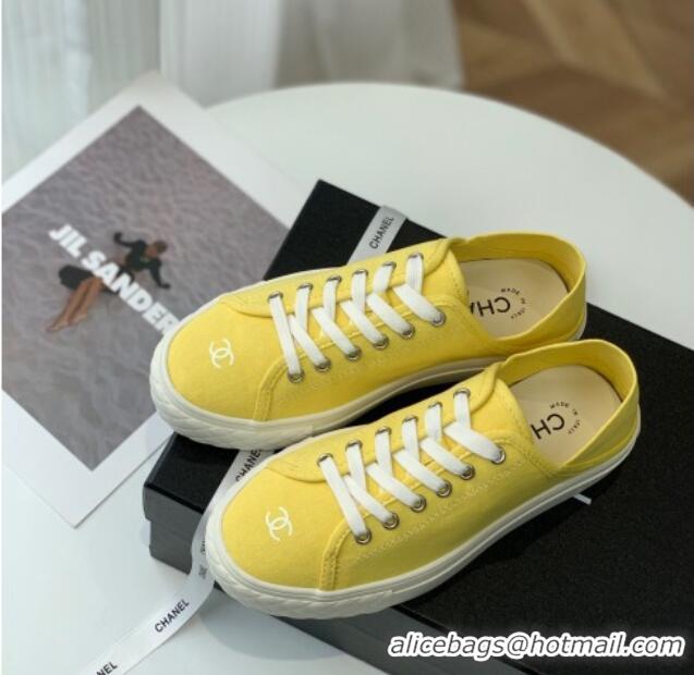 Pretty Style Chanel Canvas Sneakers Yellow 020794