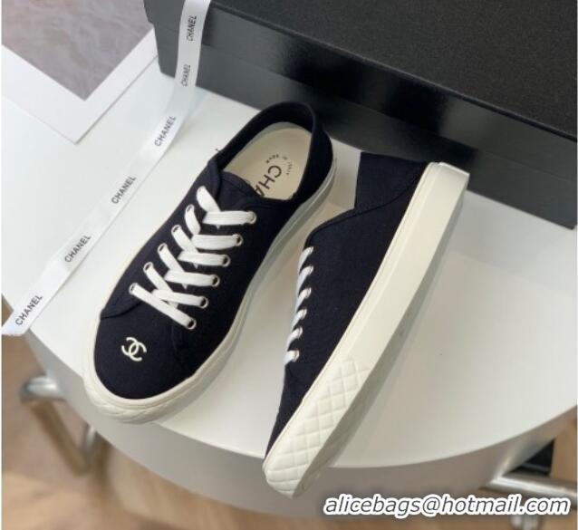 Top Grade Chanel Canvas Sneakers Black 020795