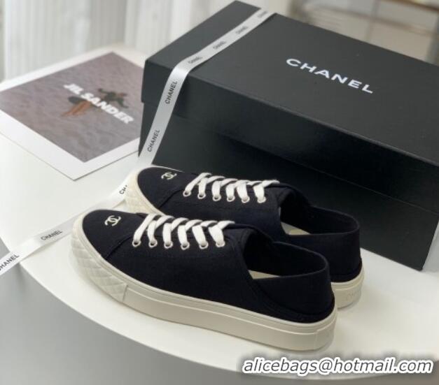 Top Grade Chanel Canvas Sneakers Black 020795