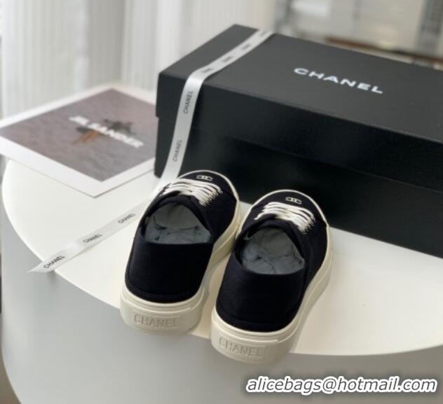 Top Grade Chanel Canvas Sneakers Black 020795