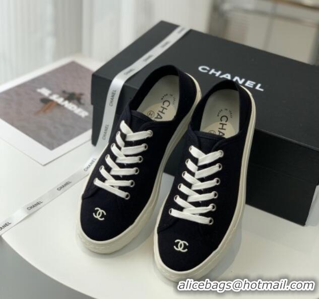 Top Grade Chanel Canvas Sneakers Black 020795