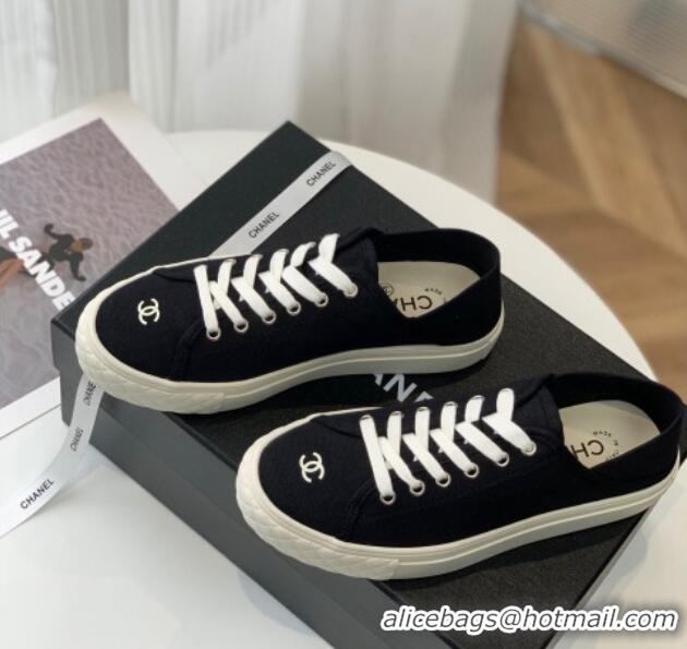 Top Grade Chanel Canvas Sneakers Black 020795