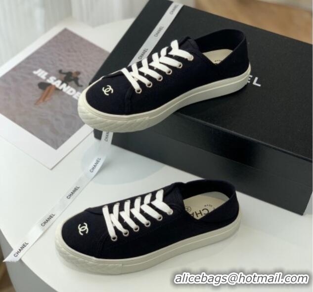 Top Grade Chanel Canvas Sneakers Black 020795