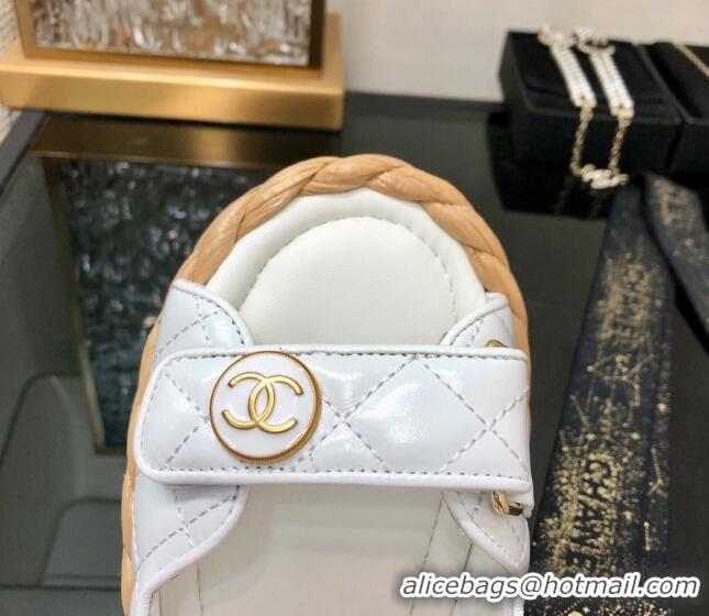 Good Quality Chanel Quilted Lambskin Strap Flat Sandals G35927 White 207101