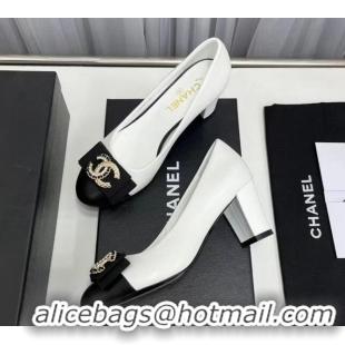 Best Grade Chanel Lambskin Pump with 6cm Heel White 209052