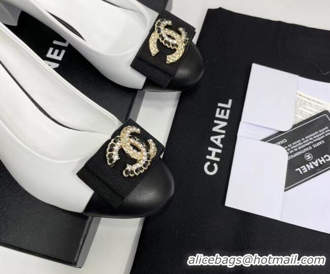 Best Grade Chanel Lambskin Pump with 6cm Heel White 209052