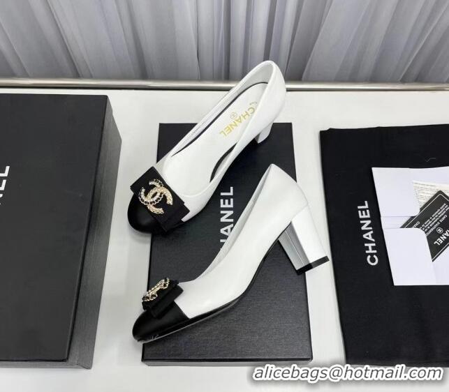 Best Grade Chanel Lambskin Pump with 6cm Heel White 209052