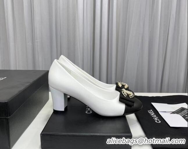 Best Grade Chanel Lambskin Pump with 6cm Heel White 209052