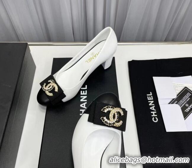 Best Grade Chanel Lambskin Pump with 6cm Heel White 209052