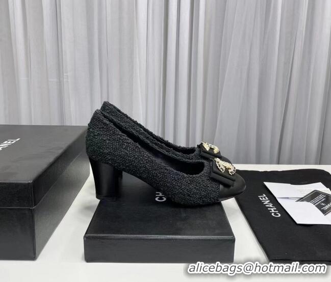 Shop Duplicate Chanel Tweed Pump with 6cm Heel Black 209055