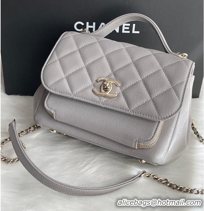 Best Grade Chanel Original Caviar Leather Small Business Affinity Flap Bag Mini AP8951 Grey