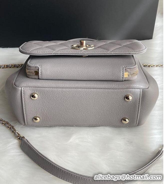 Best Grade Chanel Original Caviar Leather Small Business Affinity Flap Bag Mini AP8951 Grey