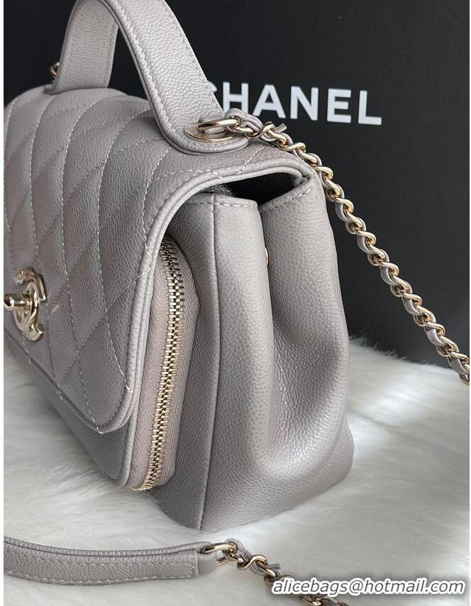 Best Grade Chanel Original Caviar Leather Small Business Affinity Flap Bag Mini AP8951 Grey