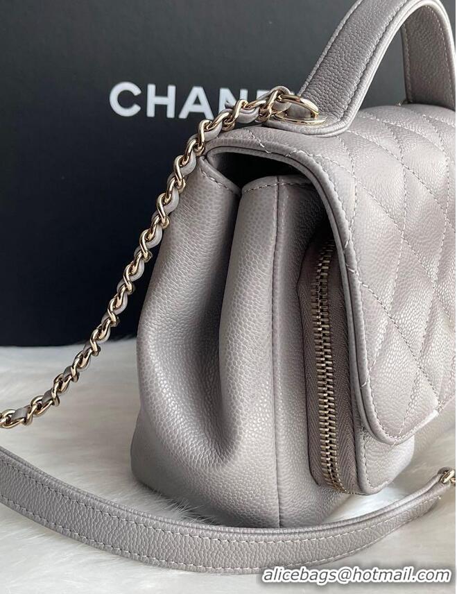 Best Grade Chanel Original Caviar Leather Small Business Affinity Flap Bag Mini AP8951 Grey