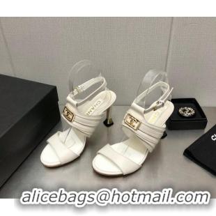 Purchase Chanel Leather Sandals with Framed CC White 209106