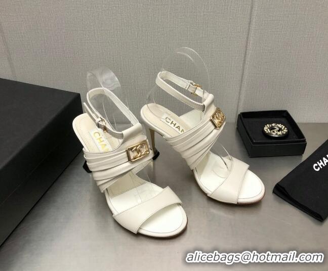 Purchase Chanel Leather Sandals with Framed CC White 209106