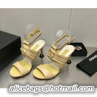 Purchase Chanel Leather Sandals with Framed CC Beige 209106