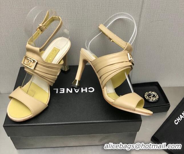 Purchase Chanel Leather Sandals with Framed CC Beige 209106