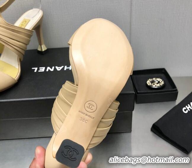 Purchase Chanel Leather Sandals with Framed CC Beige 209106